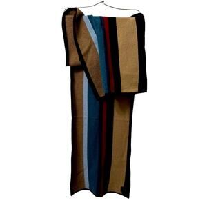 Express 100% Lambs’ Wool Multicolored Striped Scarf 16”x 76” Unisex